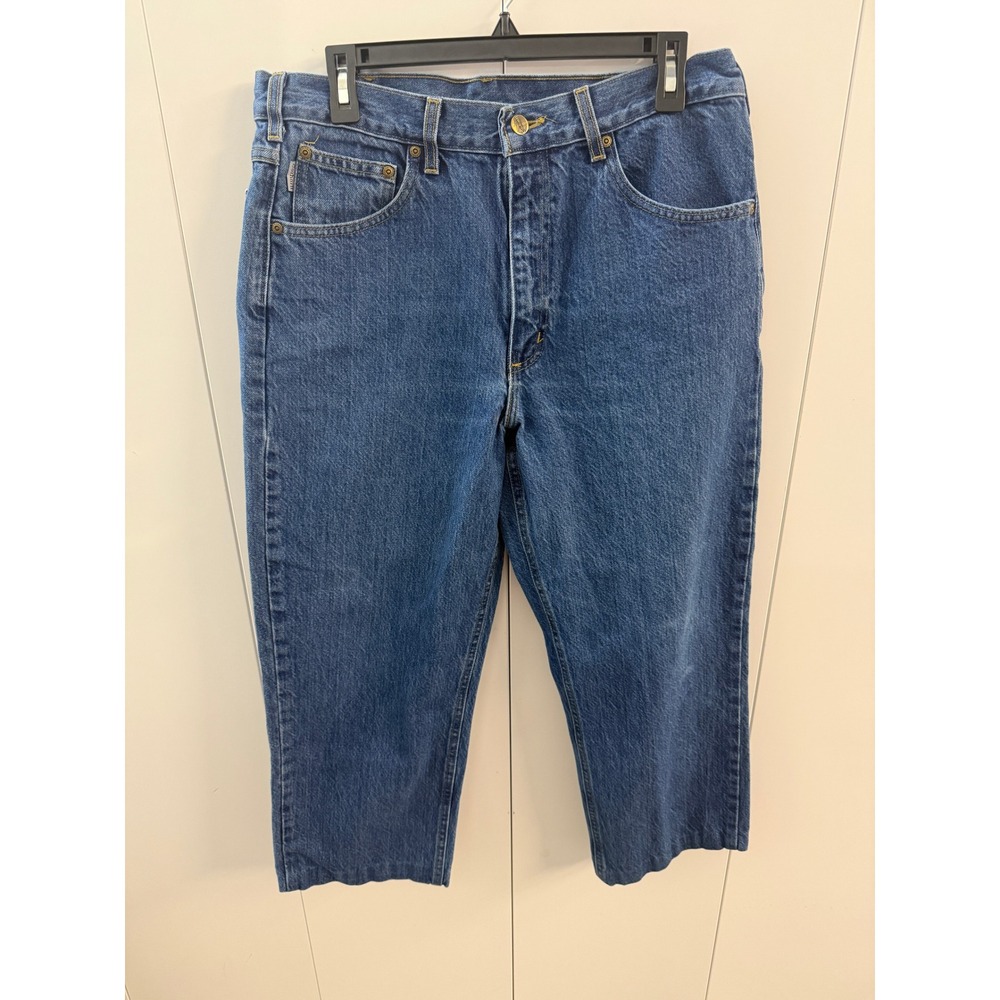 VTG Carhartt B146DST Relaxed Fit Denim Jeans Dark Stone Wash Mens 34x32 Hemmed